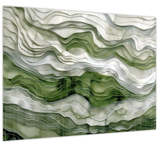 Kép - Zöld és fehér fodrok (70x50 cm)