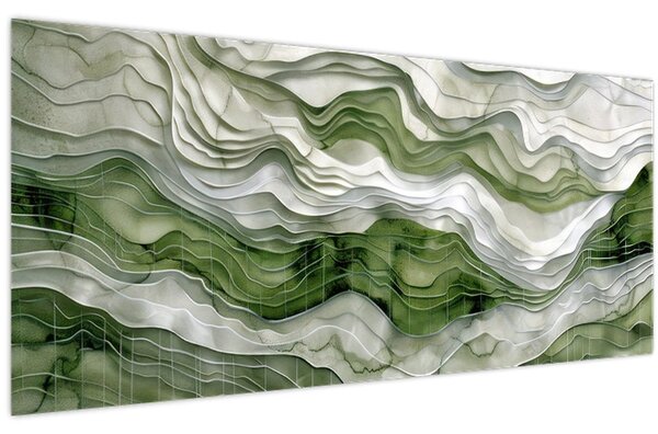 Kép - Zöld és fehér fodrok (120x50 cm)