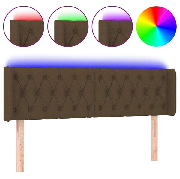 VidaXL sötétbarna szövet LED-es fejtámla 147 x 16 x 78/88 cm