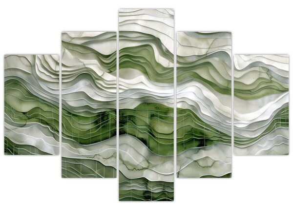 Kép - Zöld és fehér fodrok (150x105 cm)