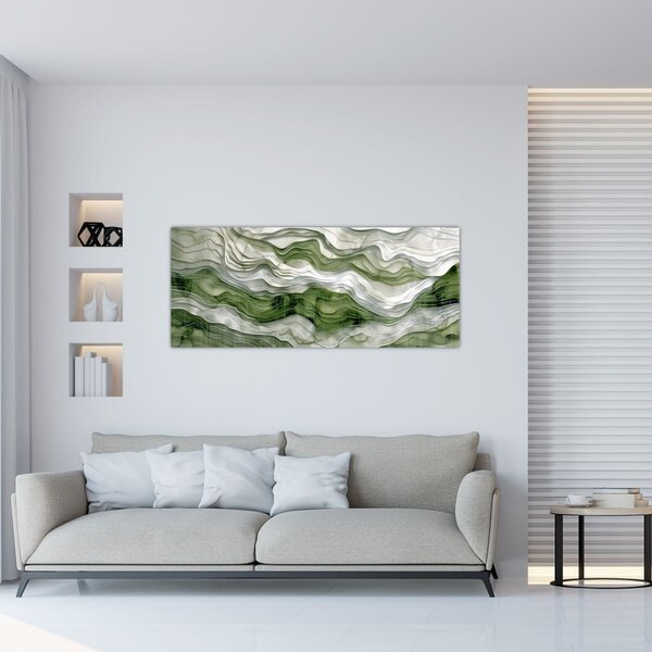 Kép - Zöld és fehér fodrok (120x50 cm)