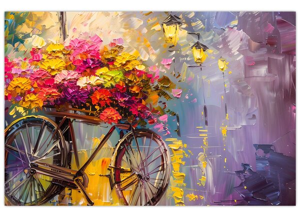 Kép - Kerék virágokkal (90x60 cm)
