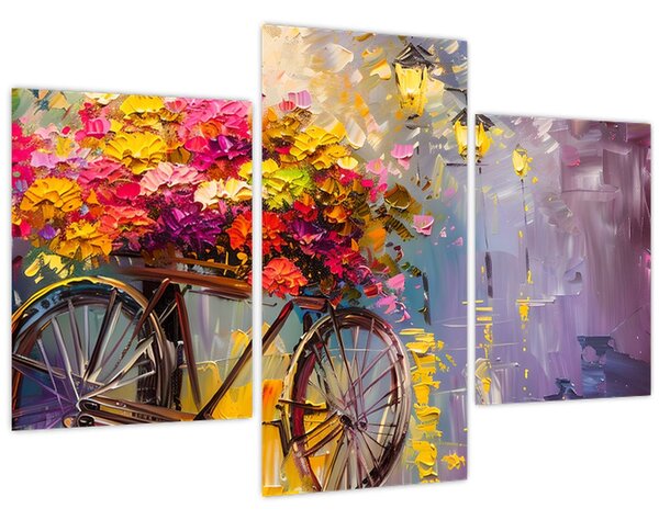 Kép - Kerék virágokkal (90x60 cm)