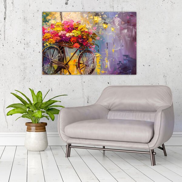 Kép - Kerék virágokkal (90x60 cm)