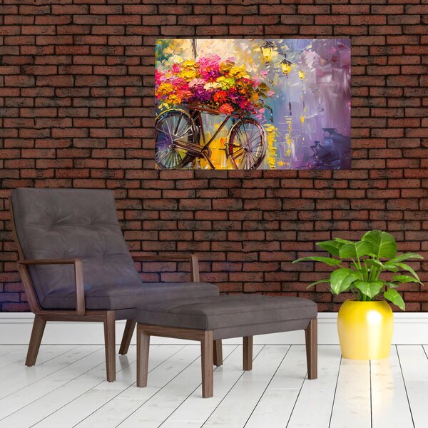 Kép - Kerék virágokkal (90x60 cm)