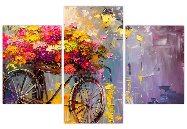 Kép - Kerék virágokkal (90x60 cm)