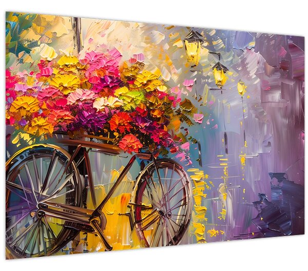 Kép - Kerék virágokkal (90x60 cm)