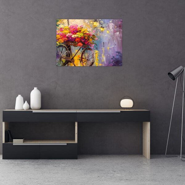 Kép - Kerék virágokkal (70x50 cm)