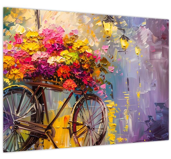 Kép - Kerék virágokkal (70x50 cm)