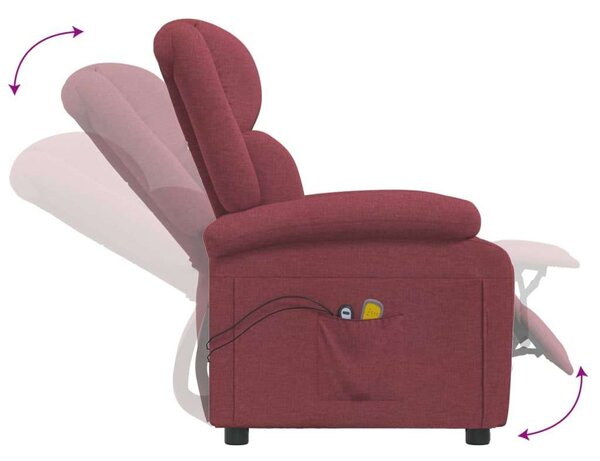 VidaXL bordó szövet elektromos masszázsfotel