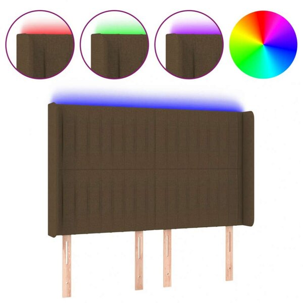 VidaXL LED Ágyfejtámla - Sötétbarna - 147x128cm