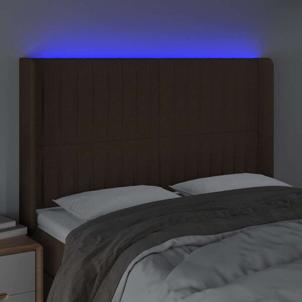 VidaXL LED Ágyfejtámla - Sötétbarna - 147x128cm