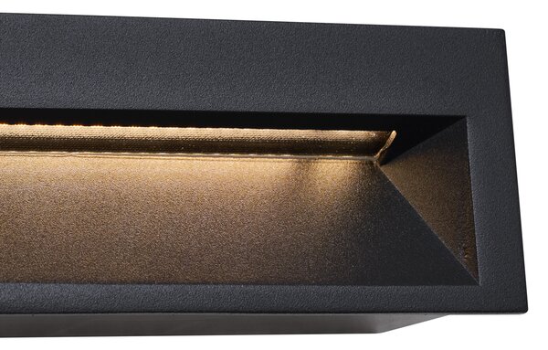 6 darabos modern, süllyesztett fali lámpa szett fekete 28cm LED-del IP65 - Mert