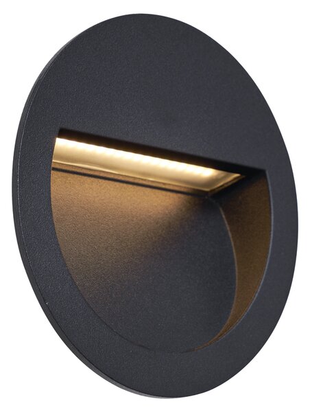 Modern fekete süllyesztett fali lámpa LED-del, IP65 - Gem