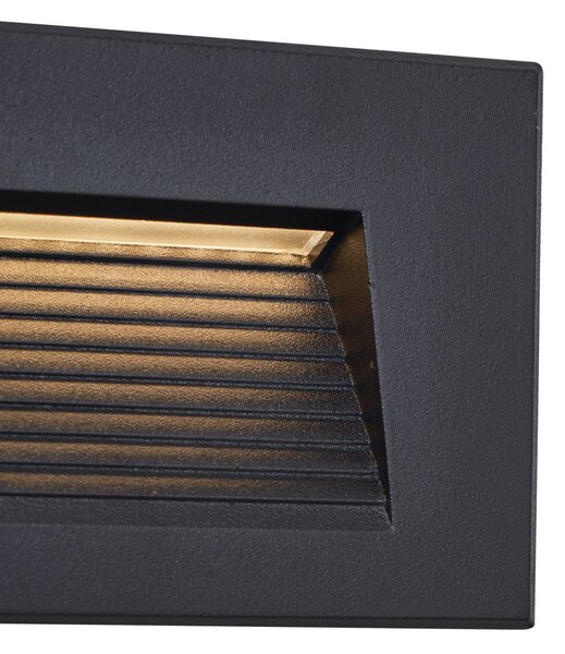 Modern, süllyesztett fekete fali lámpa 11,5 cm LED-del, IP65 - Trem