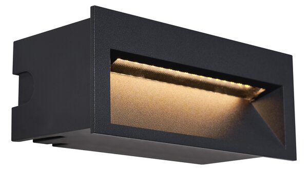 6 darabos modern süllyesztett fali lámpa szett fekete 16 cm LED-del IP65 - Mert