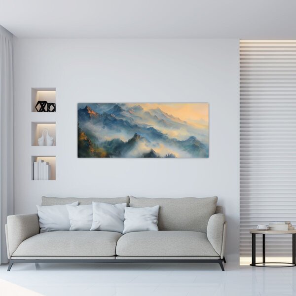 Kép - Festett hegyi táj (120x50 cm)
