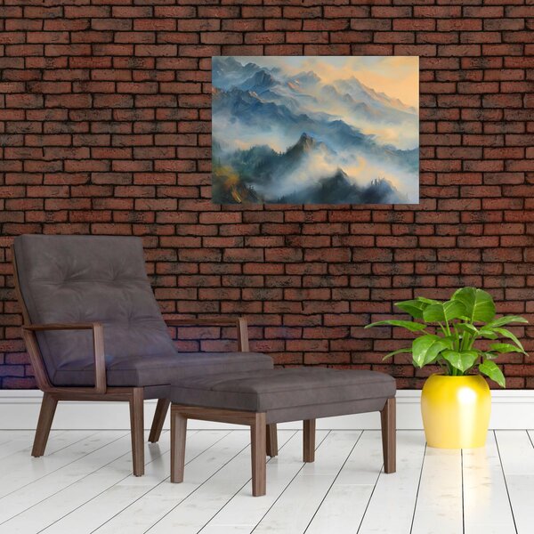 Kép - Festett hegyi táj (70x50 cm)