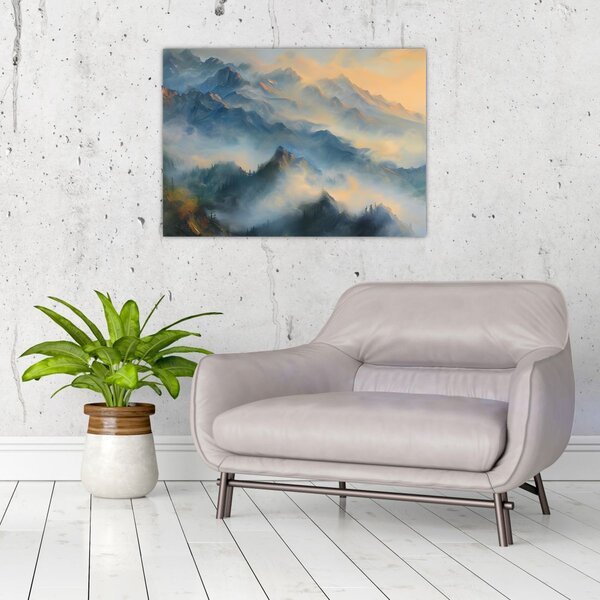 Kép - Festett hegyi táj (70x50 cm)