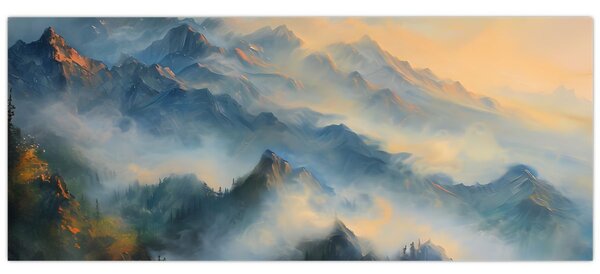 Kép - Festett hegyi táj (120x50 cm)