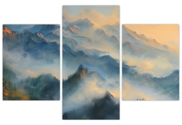 Kép - Festett hegyi táj (90x60 cm)