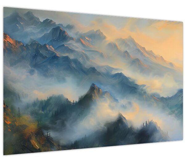 Kép - Festett hegyi táj (90x60 cm)