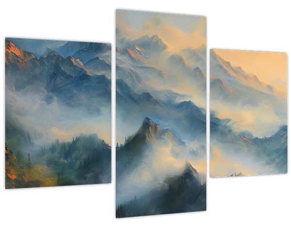 Kép - Festett hegyi táj (90x60 cm)