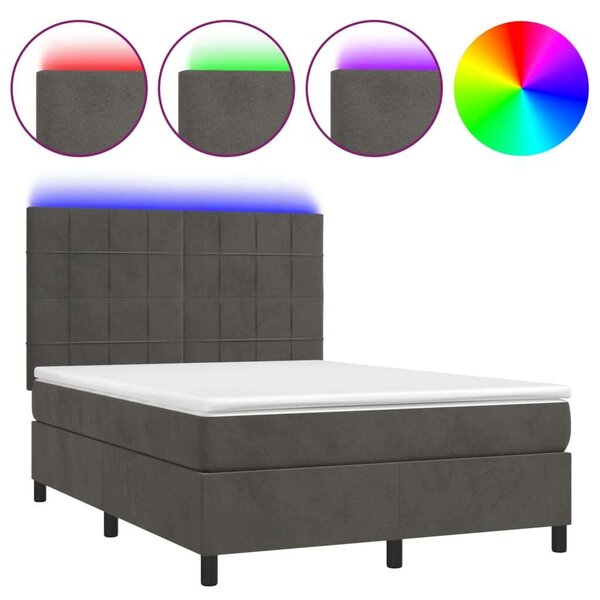 VidaXL Bársony Ágy LED-del - 140x190 cm