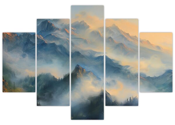 Kép - Festett hegyi táj (150x105 cm)