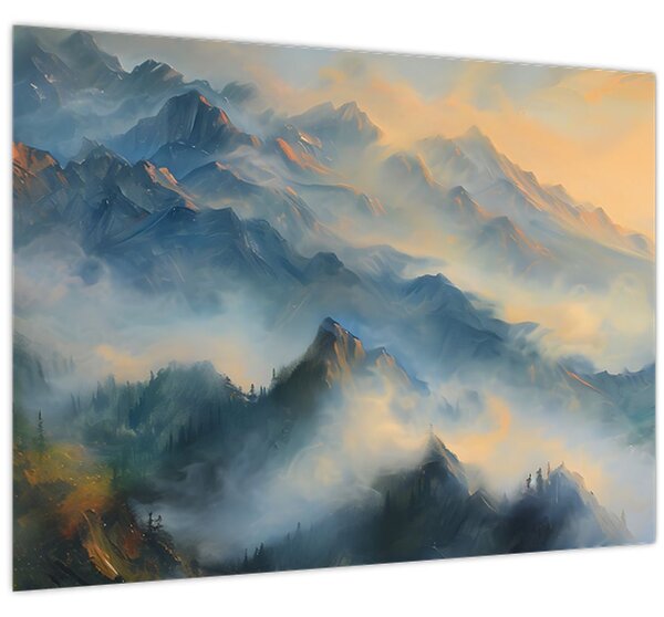 Kép - Festett hegyi táj (70x50 cm)