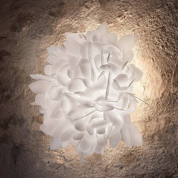 Slamp Veli Foliage Medium fali világítás, Ø 54 cm, dimmelhető, Fehér / opál, Nappali / Étkező, Műanyag, Dizájn