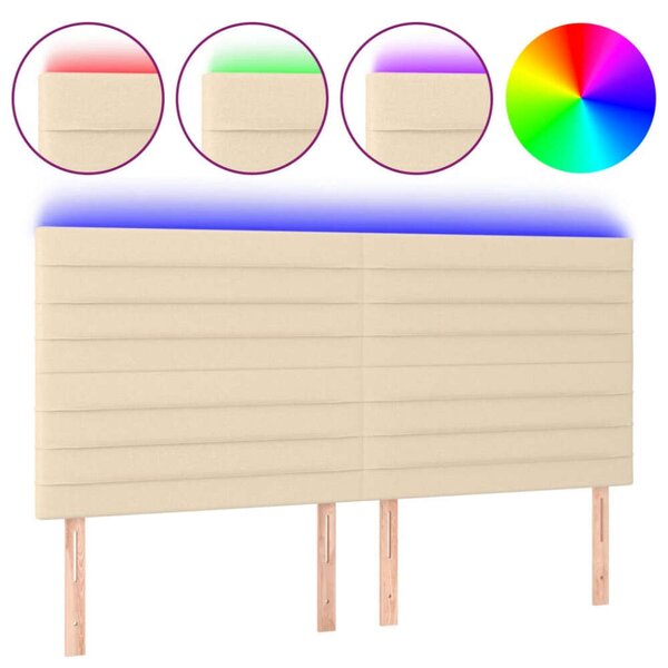 VidaXL LED Ágyfejtámla - Krémszínű Szövet - 160x5x118/128cm
