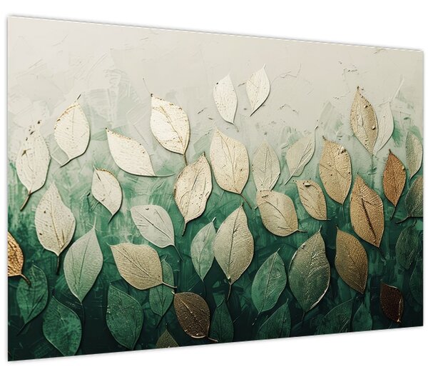 Kép - Arany-zöld levelek (90x60 cm)