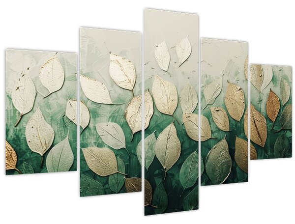 Kép - Arany-zöld levelek (150x105 cm)