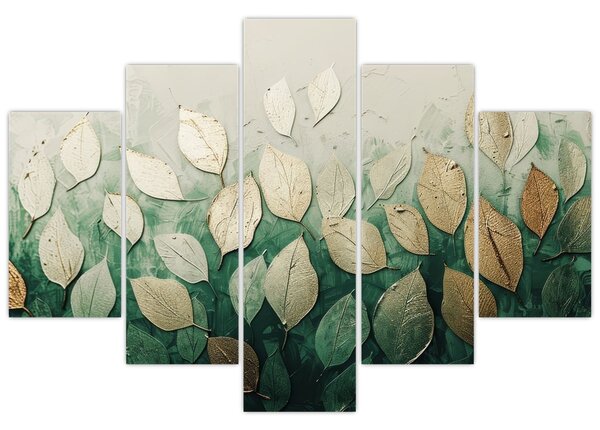 Kép - Arany-zöld levelek (150x105 cm)