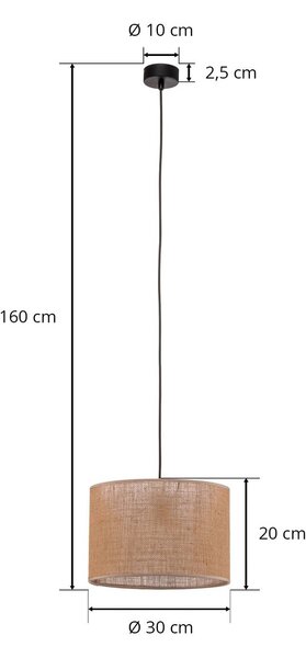 TK Lighting Juta lógó világítás, 1 izzós Ø 30 cm, dimmelhető, Barna / rozsda, Nappali / Étkező, Textil / szövet / selyem