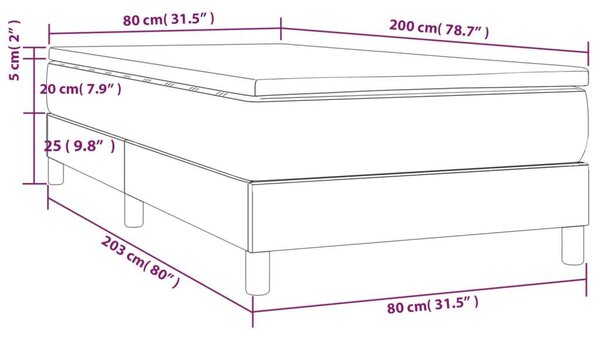 VidaXL Rugós Ágy Matraccal - Krémszínű - 80x200 cm