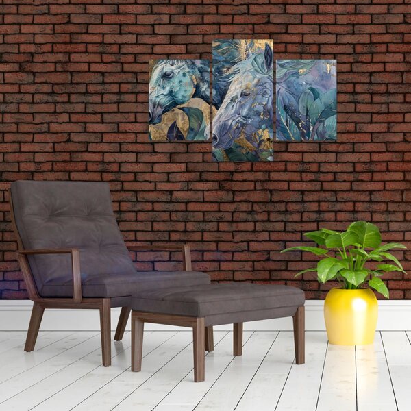 Kép - Lovak arany háttérrel (90x60 cm)