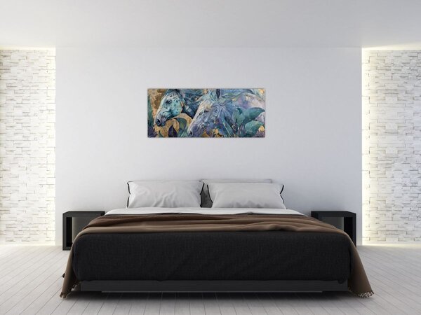 Kép - Lovak arany háttérrel (120x50 cm)