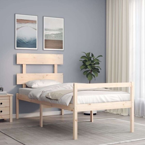 VidaXL tömör fa ágykeret fejtámlával 100 x 200 cm
