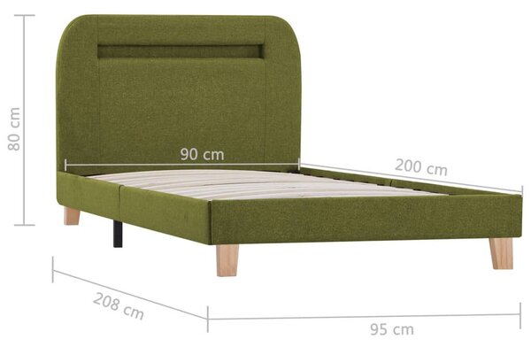 VidaXL LED-es Ágykeret - Zöld - 90x200 cm