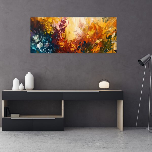Kép - Absztrakt festmény a virágokról (120x50 cm)