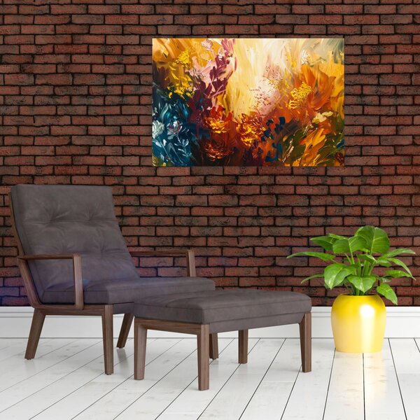 Kép - Absztrakt festmény a virágokról (90x60 cm)