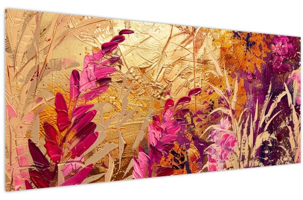 Kép - Absztrakt festmény virágok II. (120x50 cm)