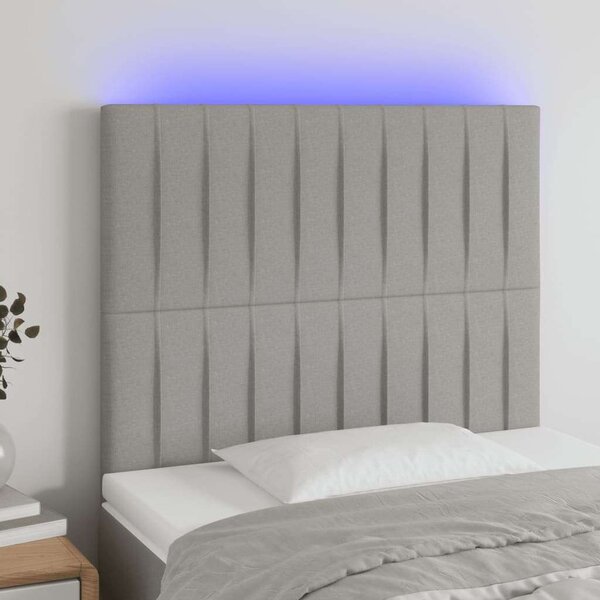 VidaXL világosszürke szövet LED-es fejtámla 100x5x118/128 cm