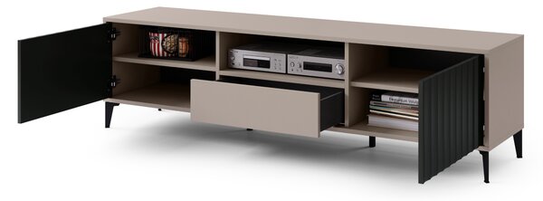 MAZZONI Gold Medal 2024 RIMINI RTV-182 Beige/Fekete Matt TV állvány - MODERN FIÓKOS/POLCOS TV ÁLLVÁNY BORDÁZOTT ELŐLAPOKKAL