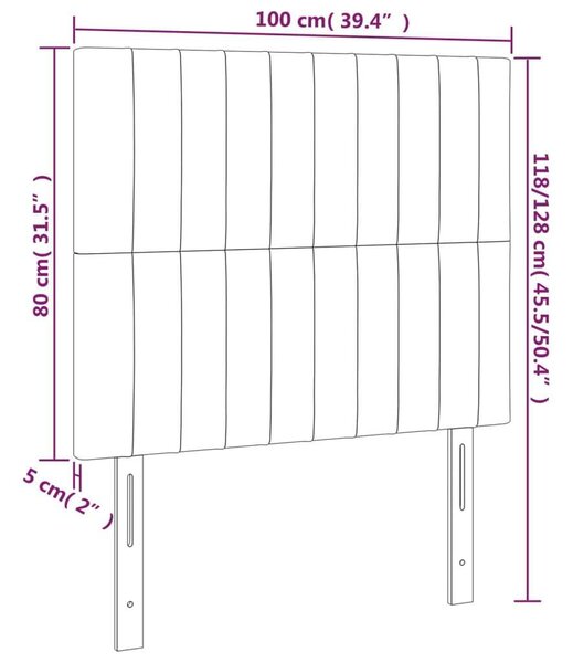 VidaXL világosszürke szövet LED-es fejtámla 100x5x118/128 cm