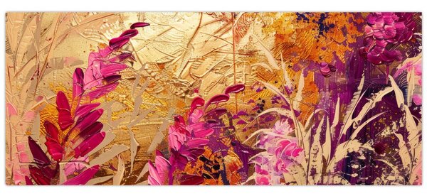 Kép - Absztrakt festmény virágok II. (120x50 cm)