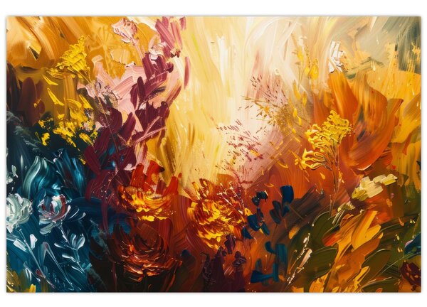 Kép - Absztrakt festmény a virágokról (90x60 cm)