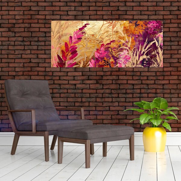 Kép - Absztrakt festmény virágok II. (120x50 cm)